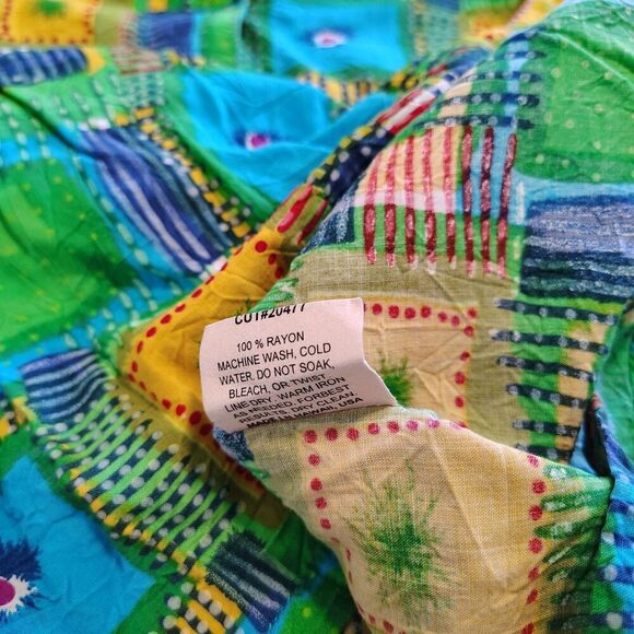 VTG Jams World Womens M Hawaiian Aloha Shirt Bright Abstract Art Print Crop Top - Picture 7 of 9